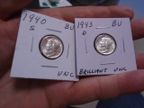 1940 S Mint & 1943 D Mint Mercury Dimes