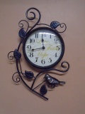 Metal Art Wall Clock w/ Bird