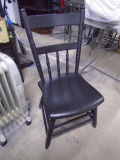 Solid Wood Painted Antique Plank Bottom Chair