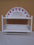 Wicker & Wood 2 Tier Wall Shelf w/ Towel Bar