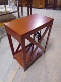 Wooden End Table w/ 2 Outlets