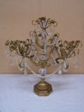 Beautiful 6 Candle Candlabra w/ Glass Prisms & Beads