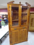 Beautiful Solid Wood Corner Cabinet w/Glass Doors on Top