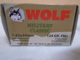 20 Round Box of Wolf 7.62 x 39MM Steel Case Caartridges