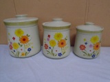 3 Pc. Vintage Stoneware Canister Set