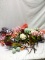 Box Full of Artificial Flowers and Foliage