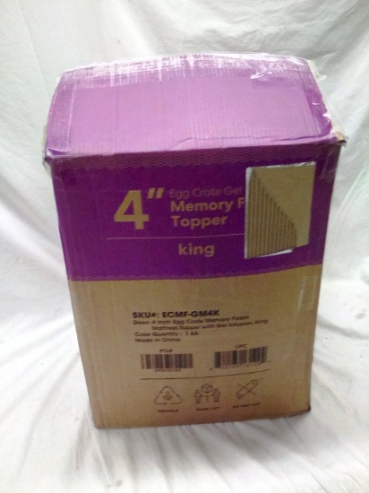 4" King Size Egg Crate Memory Foam Mattress Topper
