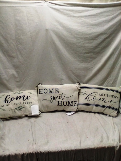 Set of 3 "Home" Throw Pillow New with Tags 12"x18" each