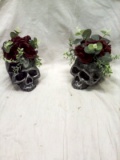 Pair of Composite Floral Skulls