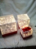 Three Piece Lighted Gift Box Decoration Set
