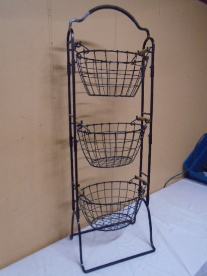 Freestanding 3 Tier Iron Stand w/Removable Basket