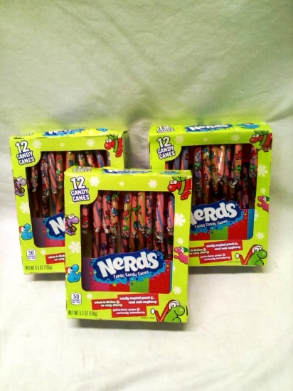Qty. 3 boxes of 12 each "Nerds" Flavored Candy Canes
