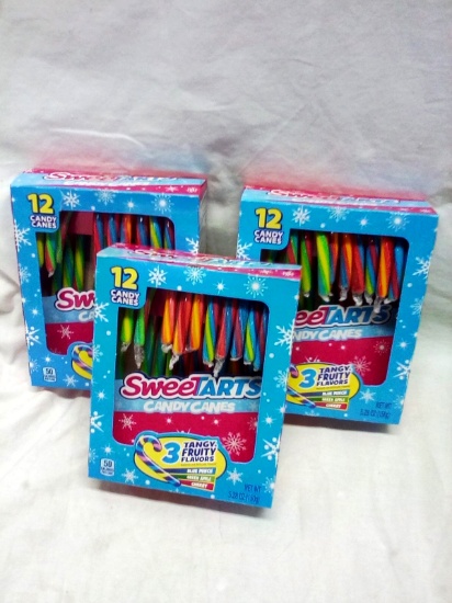 Qty. 3 boxes of 12 each "Sweet Tart" Flavored Candy Canes