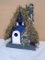 Wooden Bird House Décor w/ Stone Chimney