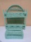 Vintage Wicker 2 Tier Wall Shelf w/ Matching Kleenex Holder