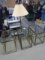 3pc Brass & Glass Side Table Set