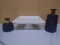 Ceramic Pedestal Desert Stand and (2) Glass Vases