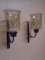 Beautiful Set of Iron Wall Candle Holder w/Glass Candle Holders