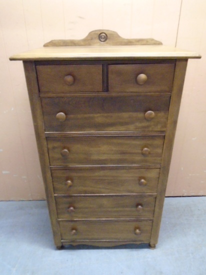 Antique 7 Drawer Wooden Child's Chest Of Drawers
