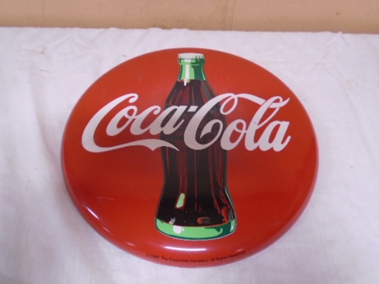 Heavy Metal Round Coca-Cola Button Sign