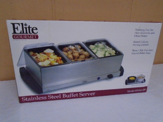 Elite Gourmet Stainless Steel Buffet Server w/Warming Tray