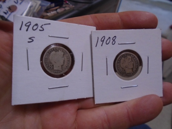 1905 S-Mint and 1908 Barber Dimes