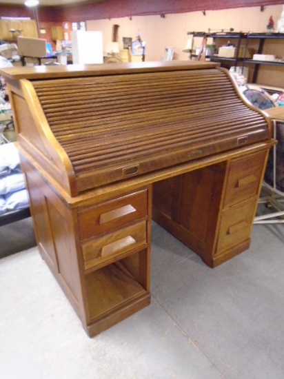 Antique Solid Oak Roll Top Desk