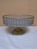 Wood Pedistal Galvinized Metal Round Décor