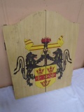 Wooden Wall Dart Board Cabinet w/ Dart Board & Darts
