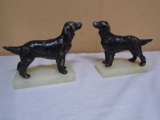 (2) Vintage Metal Pointer Dogs on Marble Bases
