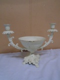 Cast Iron Double Candle Holder w/Center Bowl