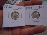 1936 and 1940 Mercury Dimes