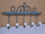 Iron Teal Wall Hanger w/5 Hooks