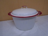 Vintage White enamelware Stockpot w/ Lid