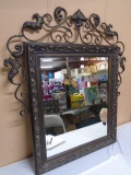 Beautiful Ornate Metal Art Beveled Glass Wall Mirror