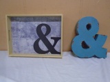 Wooden Serving Tray and Metal Wall Art