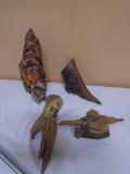 Vintage Group of Wood & Wax Old Man Winter Pieces