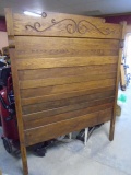 Antique Solid Oak Full Size Headboard