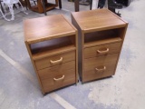 2 Matching Rolling Night Stands w/ 2 Drawers
