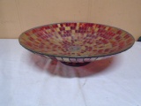 Large Mosaic Glass Pedistal Bowl