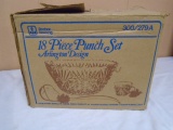 Vintage Anchor Hocking Arlington Design 18pc Punch Bowl Set