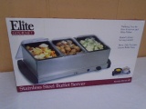 Elite Gourmet Stainless Steel Buffet Server w/Warming Tray