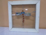 Wood Framed Dragonfyl Stained Leaded Glass Piece