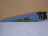 Hand Painted and Signed Jand Saw w/Barn Scene