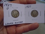1927 D-Mint and 1927 Mercury Dimes