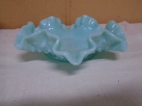 Vintage Fenton Glass Hobnail Fluted Turquoise Bowl