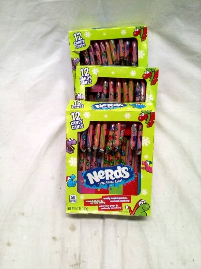 Qty. 3 boxes of 12 each "Nerds" Flavored Candy Canes