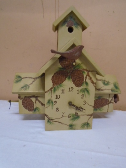 Wooden Birdhouse Clock