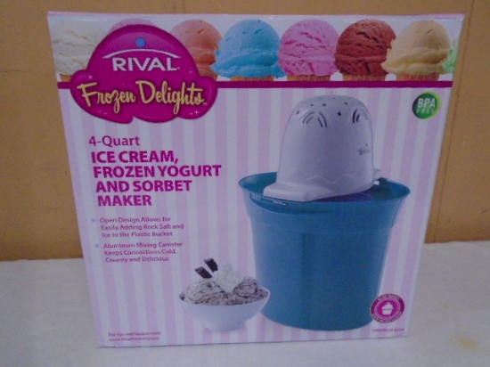 Rival 4 Qt Ice Cream-Frozen Yogurt-Sorbet Maker