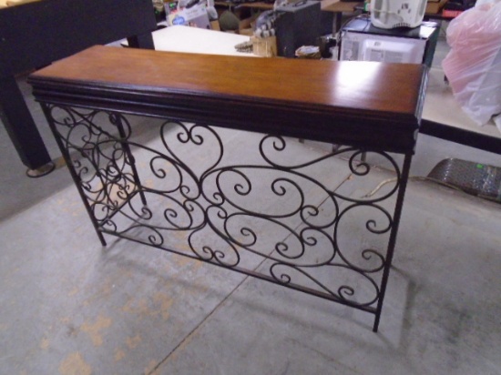 Metal Art Wood Top Sofa/Entryway Table